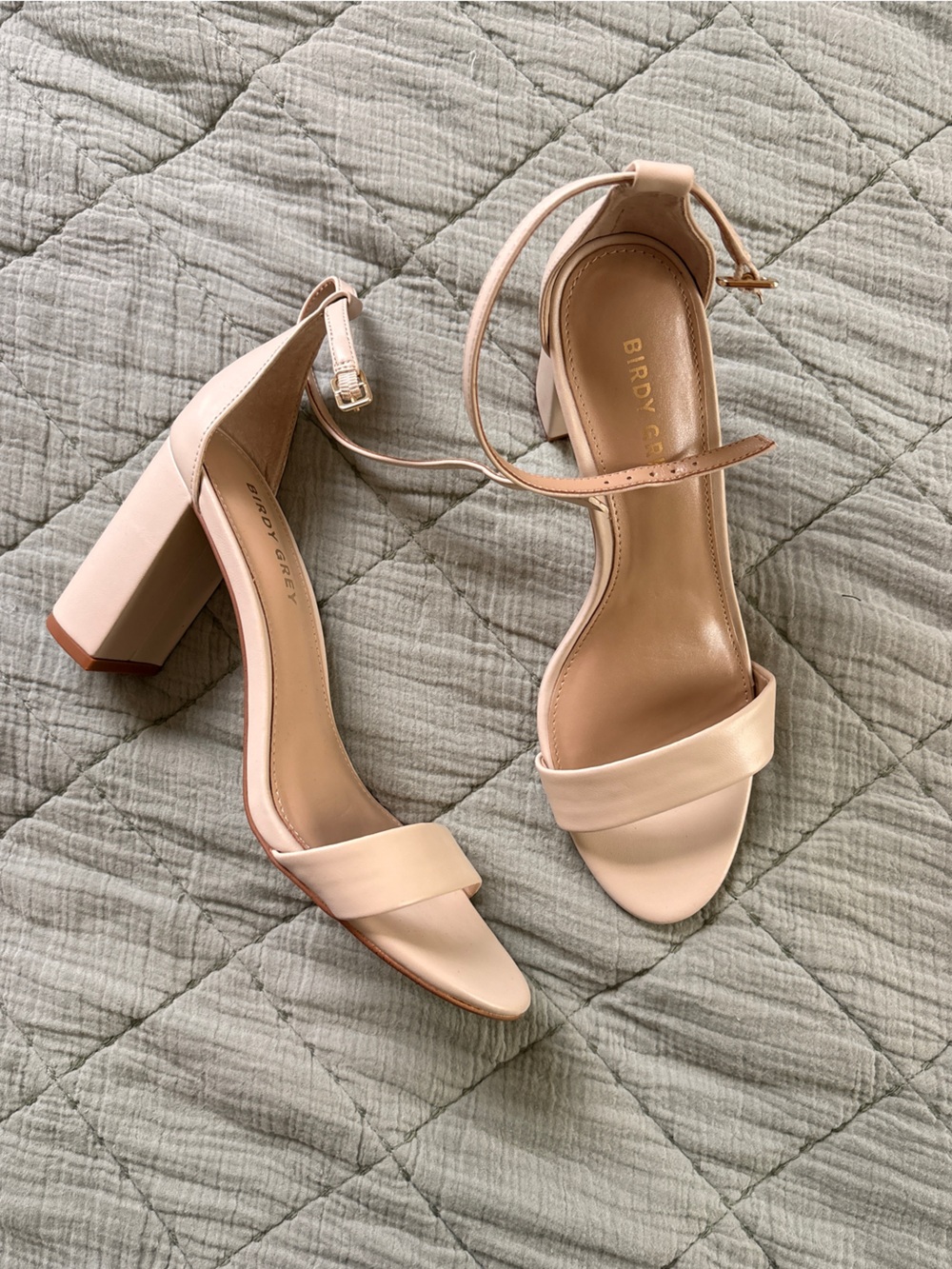 Birdy Grey Blush Ankle-Strap Block Heels